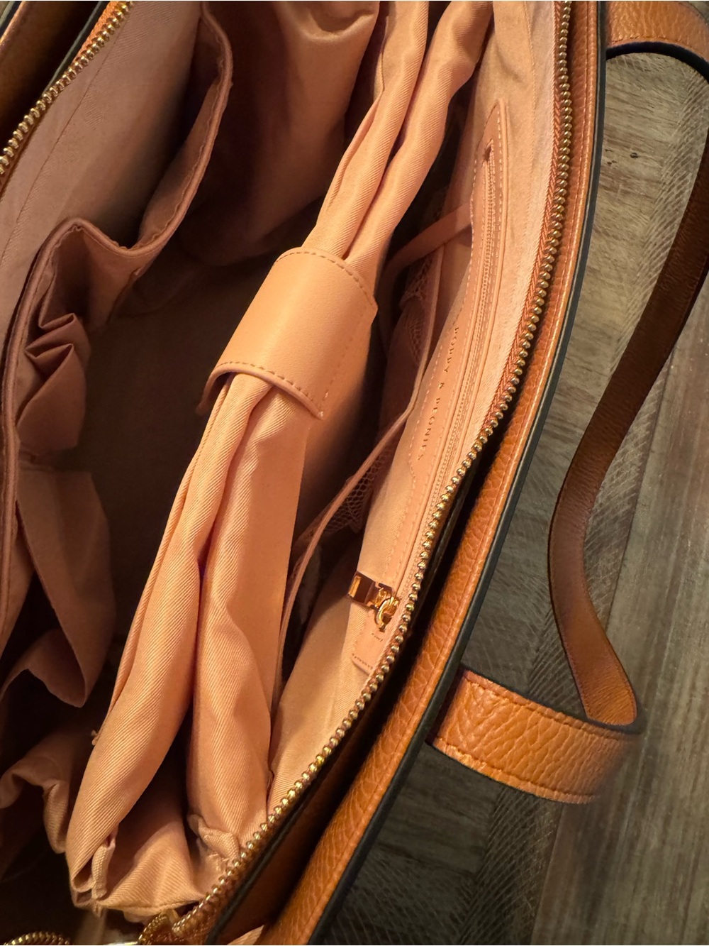Poppy & Peonies Cognac Brown Go Getter Tote with Detachable Strap - Picture 4 of 4